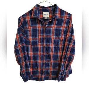 Old Navy Flannel Shirt Women's Plaid Button Down Shirt (Size L/G)